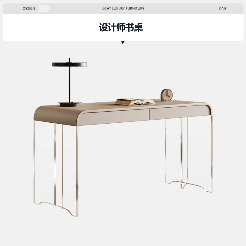 Mid-century Interior Design Office Desk Vintage Modern Light Luxury Office Desk Elegant Fashionable Home Furniture Poyta XYOD