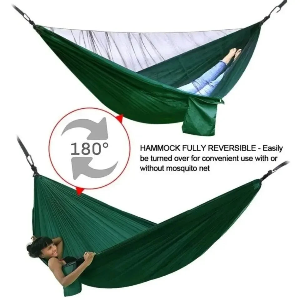 Outdoor Camping Hammock High Strength Parachute Fabric With Mosquito Net Lightweight Hanging Hammocks Hanging Bed Net 250x120cm