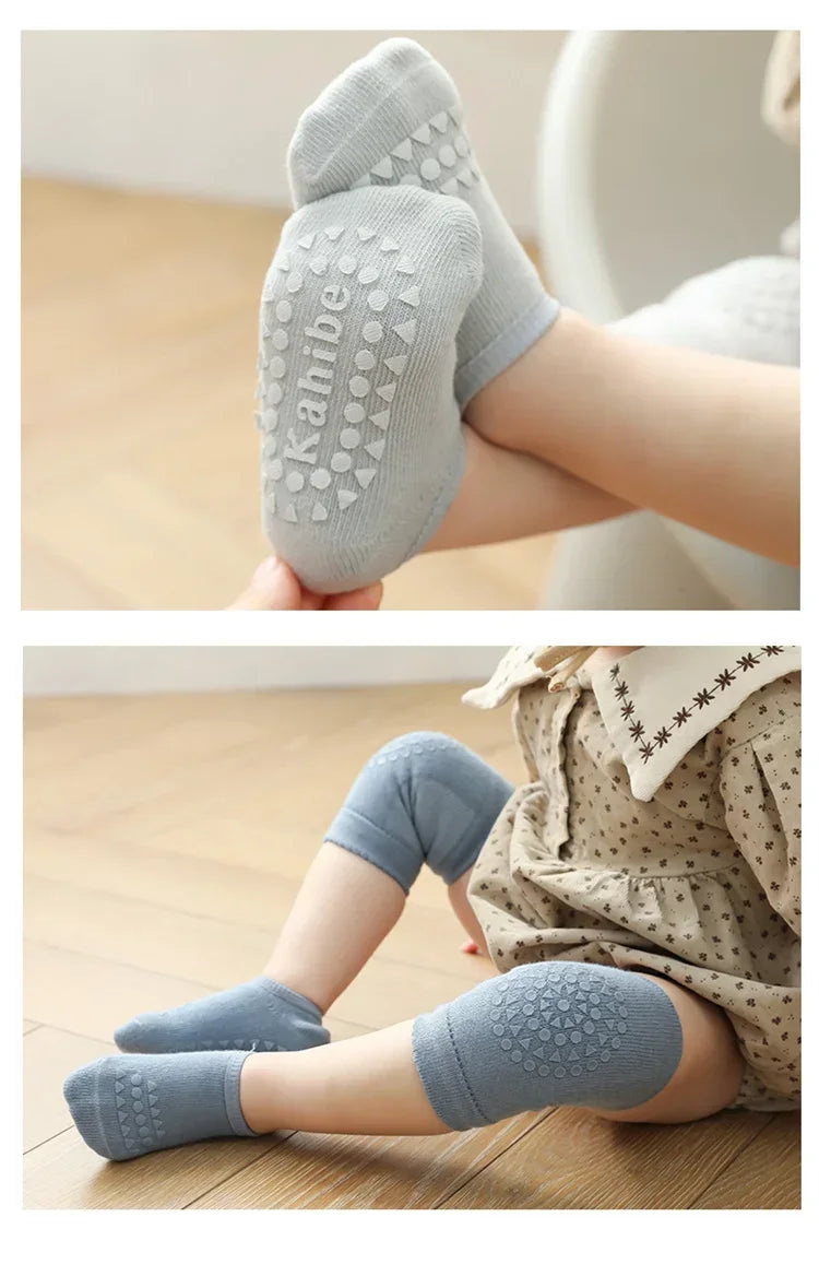 Soft Newborn Slip Toddler Anti Sock For Girls Boys Baby Girl Boy Sport Socks and Knee 2Pcs Infant Set Summer Spring 2023 New