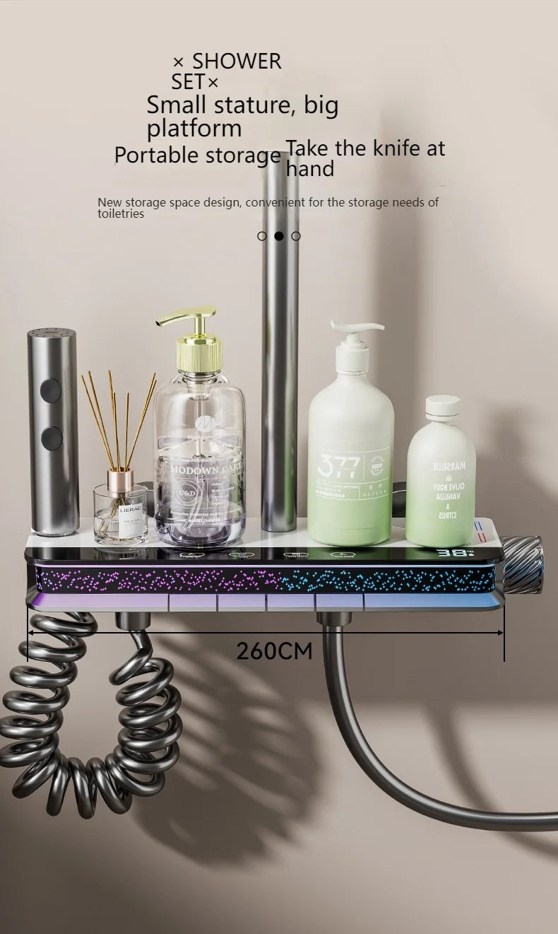 Digital Display Shower Set with Starry Sky Atmosphere Light  Bathroom Shower System Modern Bath Faucets Shower Head