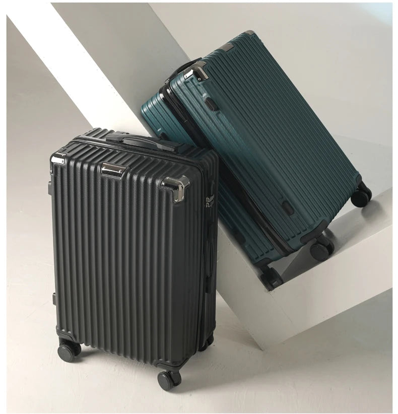 Men's Luggage 22-24 Inch Large Capacity Thickened Durable Travel Suitcase with Password Lock Student Suitcase Leather Carry-On