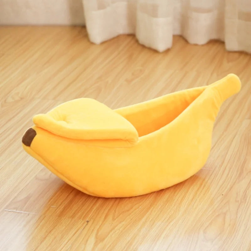 Banana cat bed super soft house lovely banana boat semi-closed warm pet bed cat accessories dog bed banana cushions with a lid