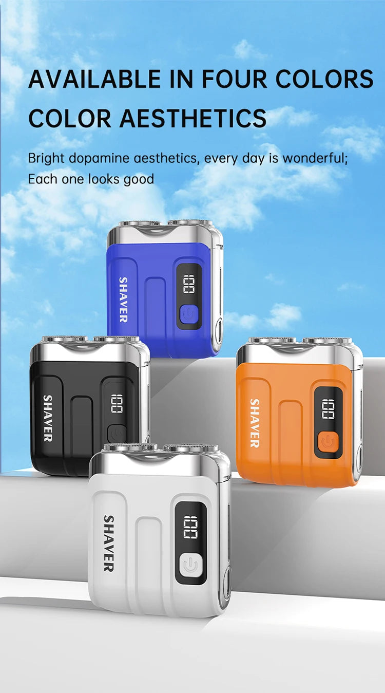 Mini Electric Smart Shaver Household Car Shaver Digital Display Dual Blade Rechargeable Shaver Powerful Beard Trimmer Tool