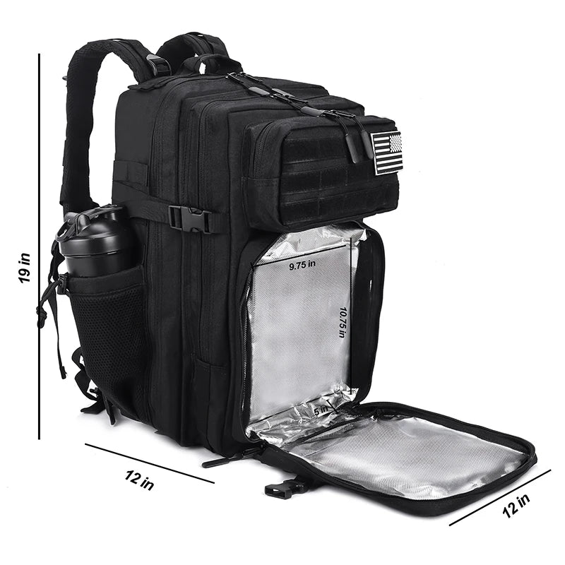 45L Meal Prep Management Backpack Gym Tactical Waterproof Insulated Lunch Cooler Bag Hiking Camping Travel Rucksack