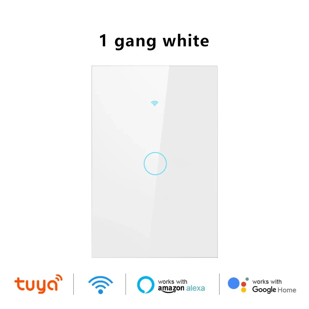 EU/US Smart Switch Alexa RF433 No Neutral Tuya Control Works With Google 1/2/3 Gang Smart Life Home Light WiFi Touch Switches