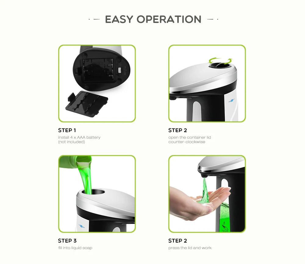 400ml Liquid Soap Dispensers Automatic ABS Intelligent Touchless Sensor Induction Hand Washer For Bathroom Kitchen Dispenser