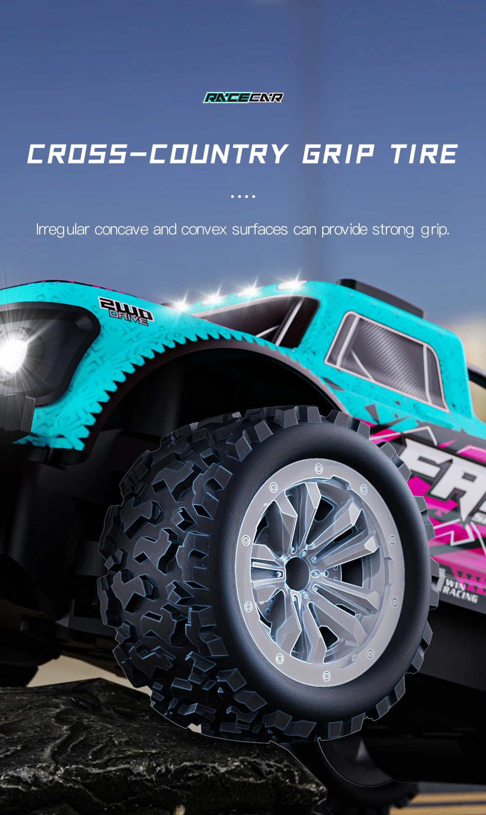 ZWN 1:16/1:20 2.4G Model RC Car With LED Light 2WD Off-road Remote Control Climbing Vehicle Outdoor Cars Toy Gifts for Kids