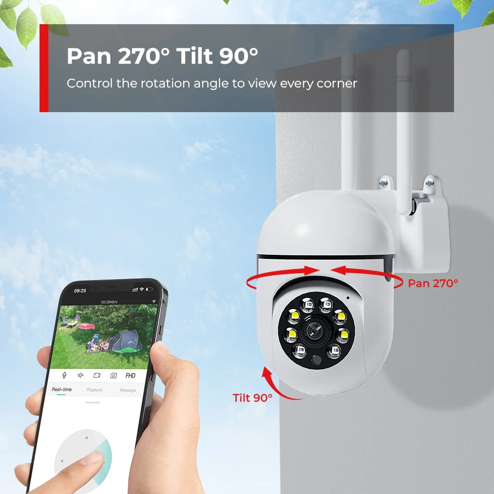 4MP Wifi Camera Outdoors 2K HD Security PTZ IP Camera AI Auto Detect Tracking Indoor Baby Night Color Camera Surveillance ICSee