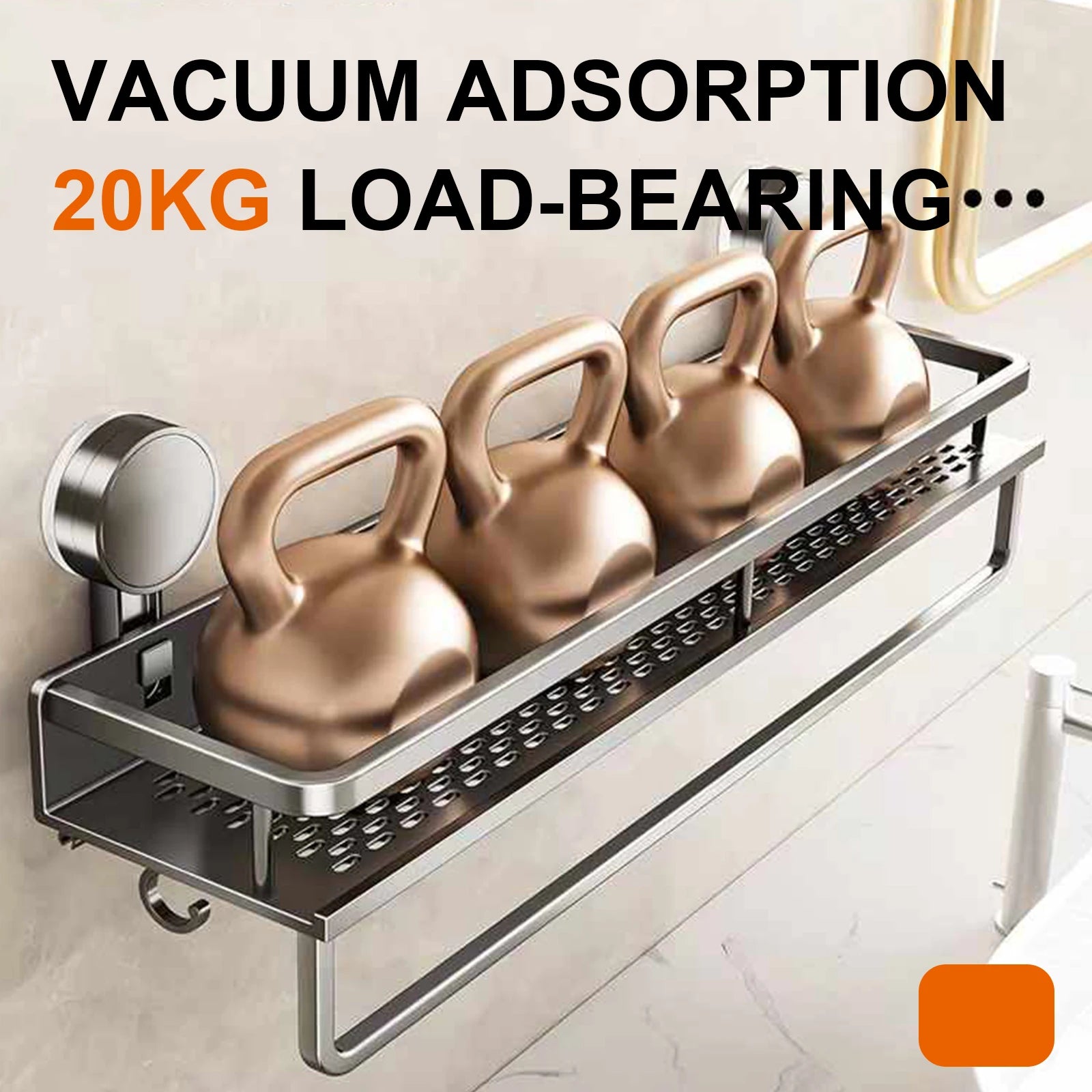 Suction Cup Bathroom Rack Bathroom Shelf Toilet Space Aluminum No Drill Hanging Rack Bathroom Organizer Hang On the Wall