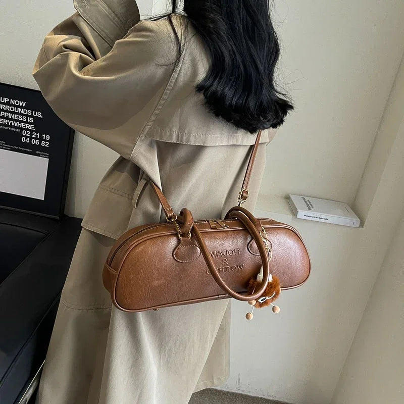 Pu Solid Sewing Zipper Shoulder Bags Soft Baguette Type 2024 High Quality Bags for Women Large Capacity Women's Handbags