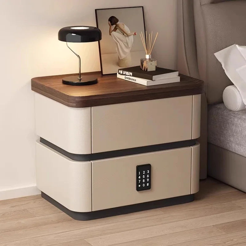 Smart Bedside Table Side With Combination Lock Deluxe Bedside Table Locker Safe Box Cabinet Nightstands Home Bedroom Furniture