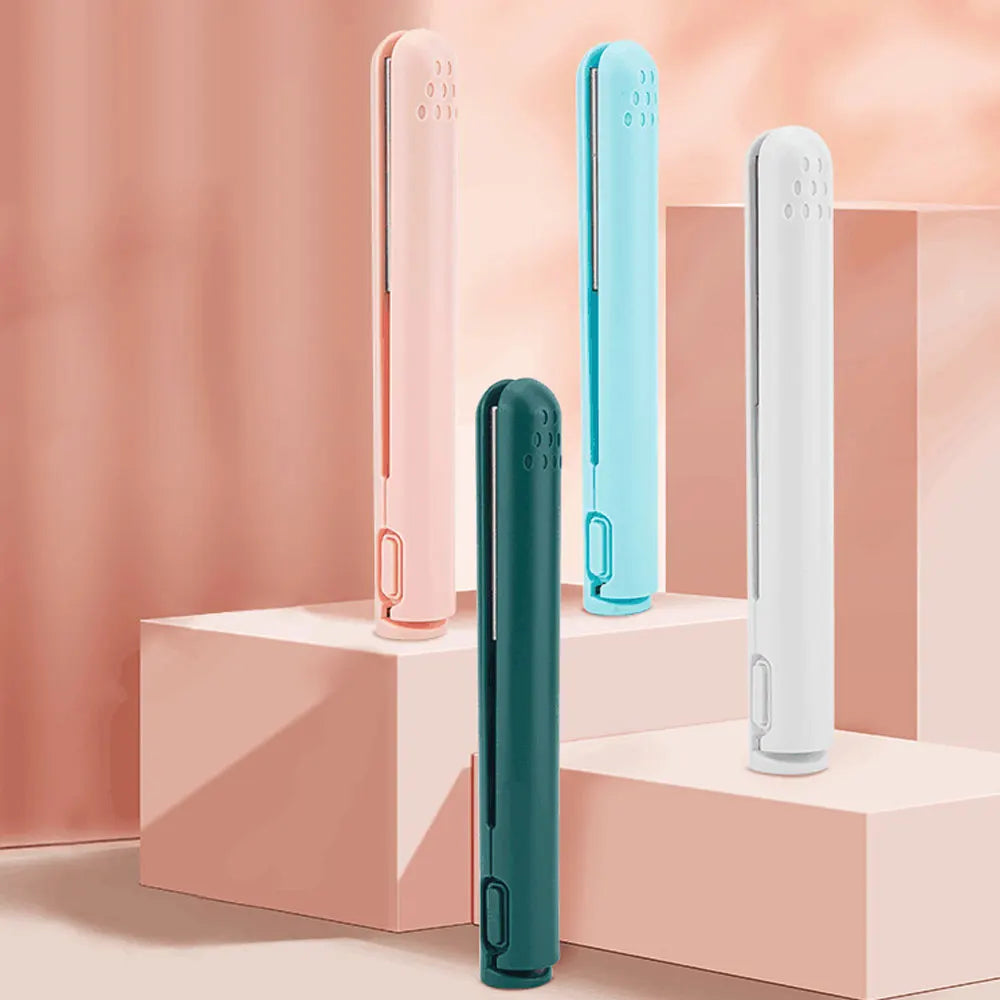 USB Mini Hair Straightener Brush Cordless,Portable Bangs Iron Student Travel Straight Curling Dual-Use Short Hair for Dormitory