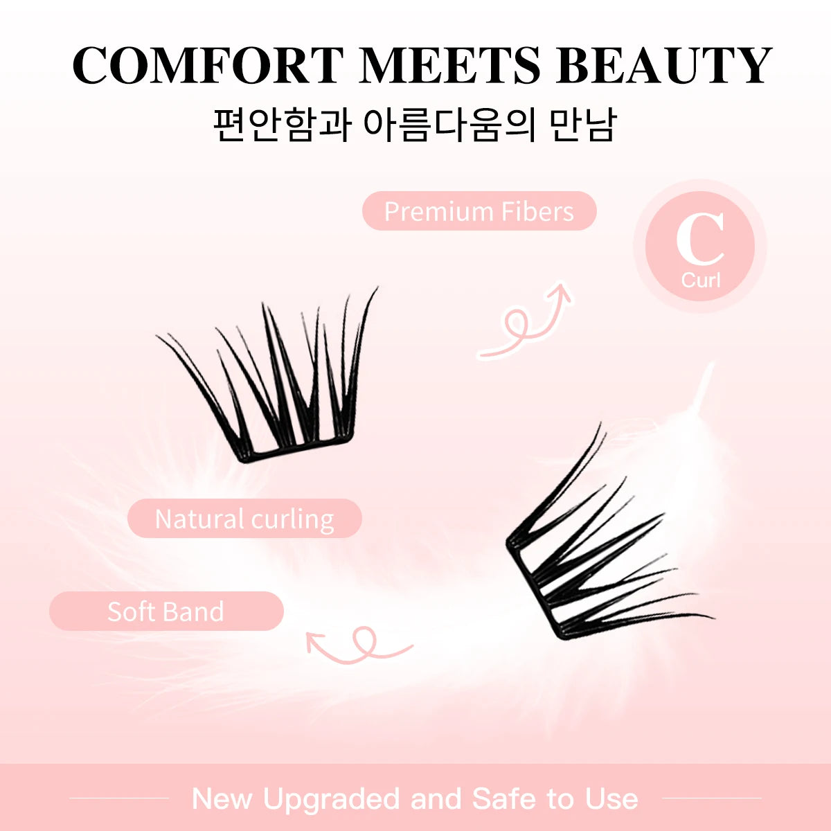 Glue-Free Featherlight Eyelash Strips Ultra Thin Invisible Lashes Easy Snap-On Clusters for Natural Everyday Look Whispy Soft