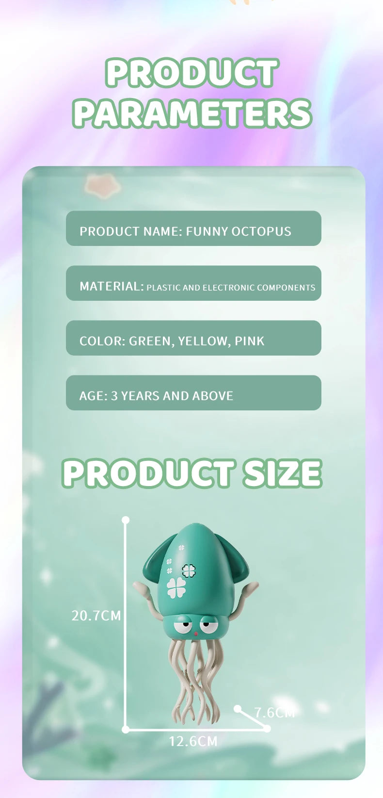 Magic Dancing Octopus Toy Electric Pet Crawling Light&Music Squid Toys for Kids Interactive Development Toddler Tummy Time Gifts