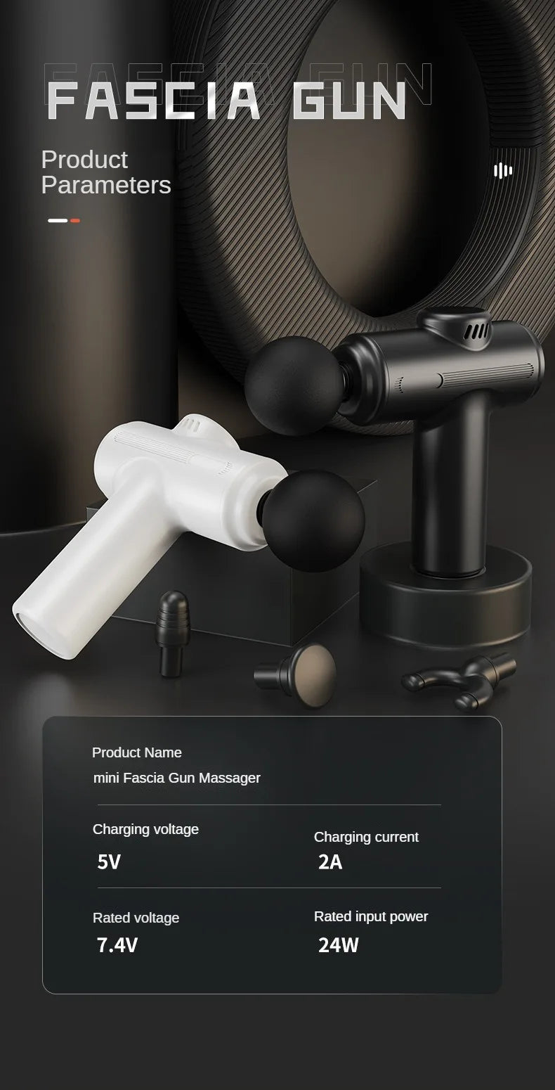 Mini  USB Electric Massage Gun Deep Tissue Facial Massgaer 8 Heads Arms Back Leg Muscle Relaxing For Body Back Arm Sport Fitness