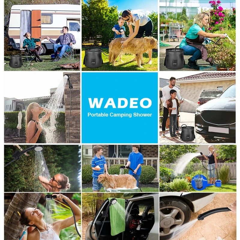 Portable Camping Shower Equipment 6000mAh Rechargeable LED Display Screen Outdoor Simple Electric Mobile Shower Set