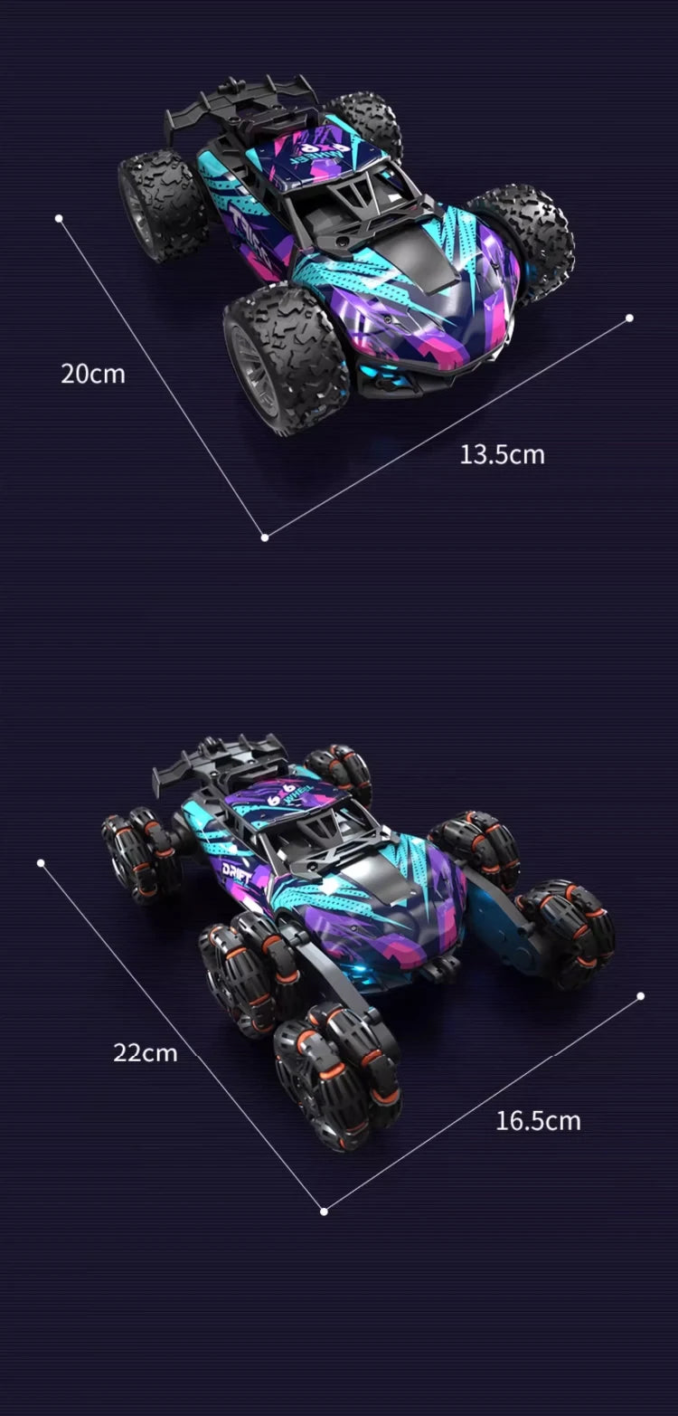 Children's Alloy Remote Control Car Morphing Six-Wheeled RC Off-Road Climbing Stunt Four-Wheel Drive Spray Drift Racing Car Toys