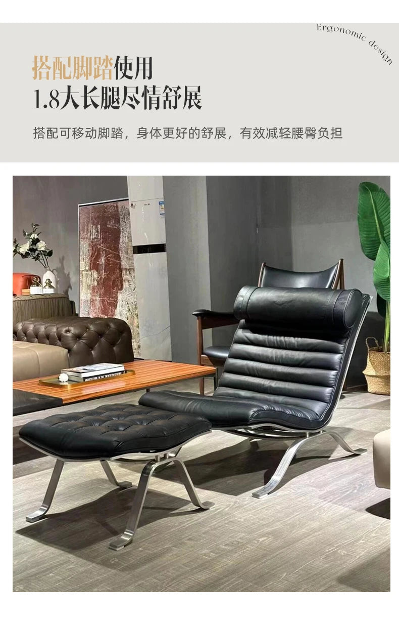 Single Sofa Chair Minimalist Light Luxury Living Room Middle-aged Style High-end Designer Sofa Chair Lazy Leisure Recliner
