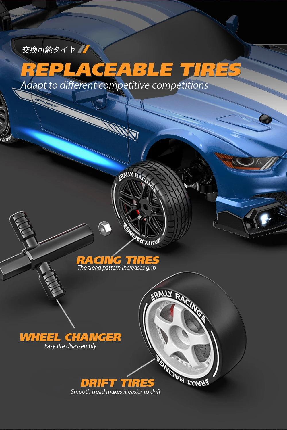 4WD Remote Control Car RC Drift 1:24 20KM/H High Speed Vehicle with LED Lights Racing Sport Toy for Adults Boys Girls Kids Gifts