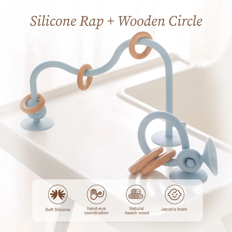 1Pcs Baby Silicone Teether Ring BPA Free Rattles Bracelet Food Grade Newborn Baby Accessories Cartoon Silicone Teething Toys