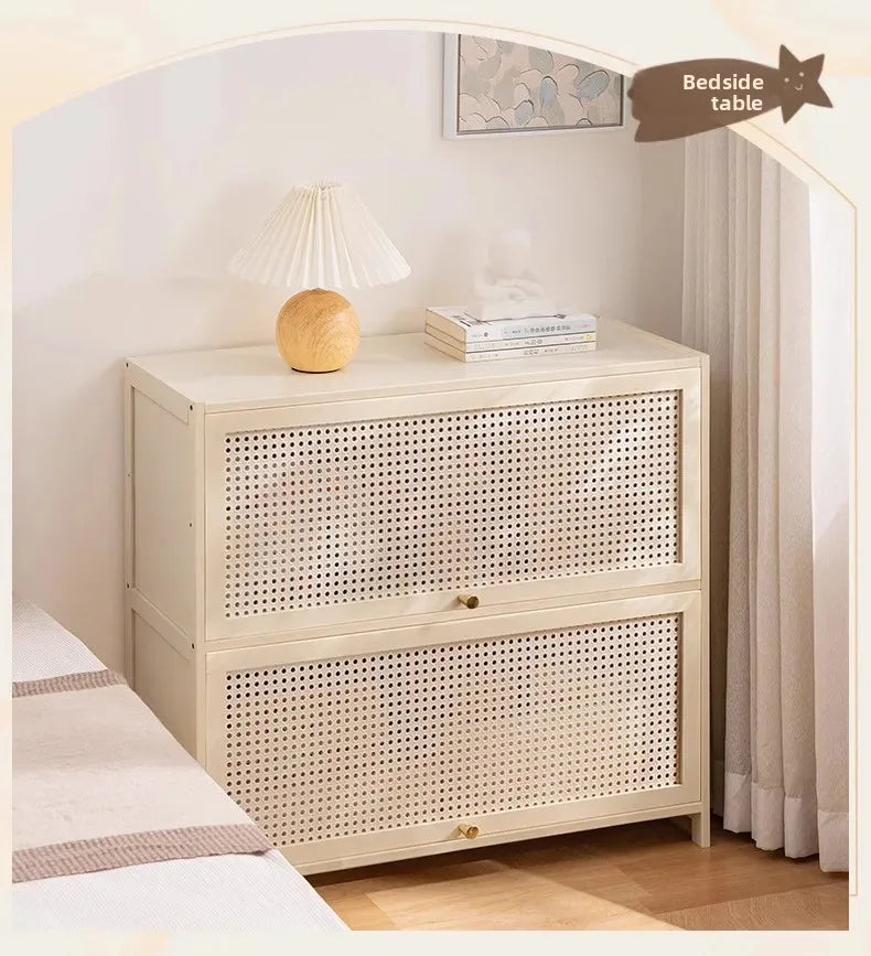 White Living Room Floor Cabinet for Tatami Bay Window Storage Cabinet Multifunctional Balcony Organizer Space-Saving Cupboard