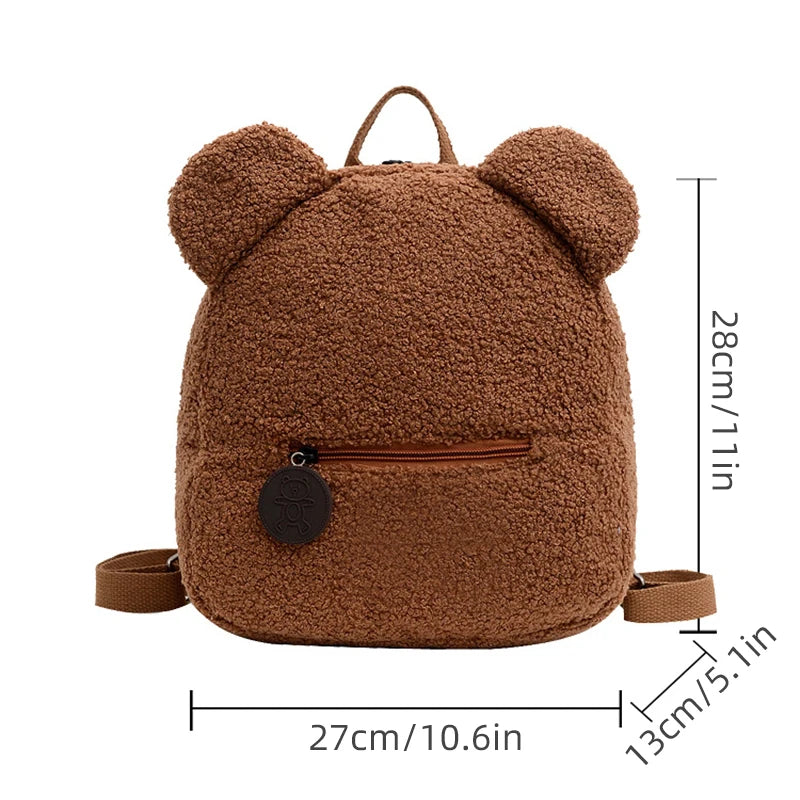 Cute Bear Ear Plush Backpack for Kids Adult Lamb Fleece Shoulder Bag High-capacity Korean Parent-Child Bags Boys Girls Backpacks