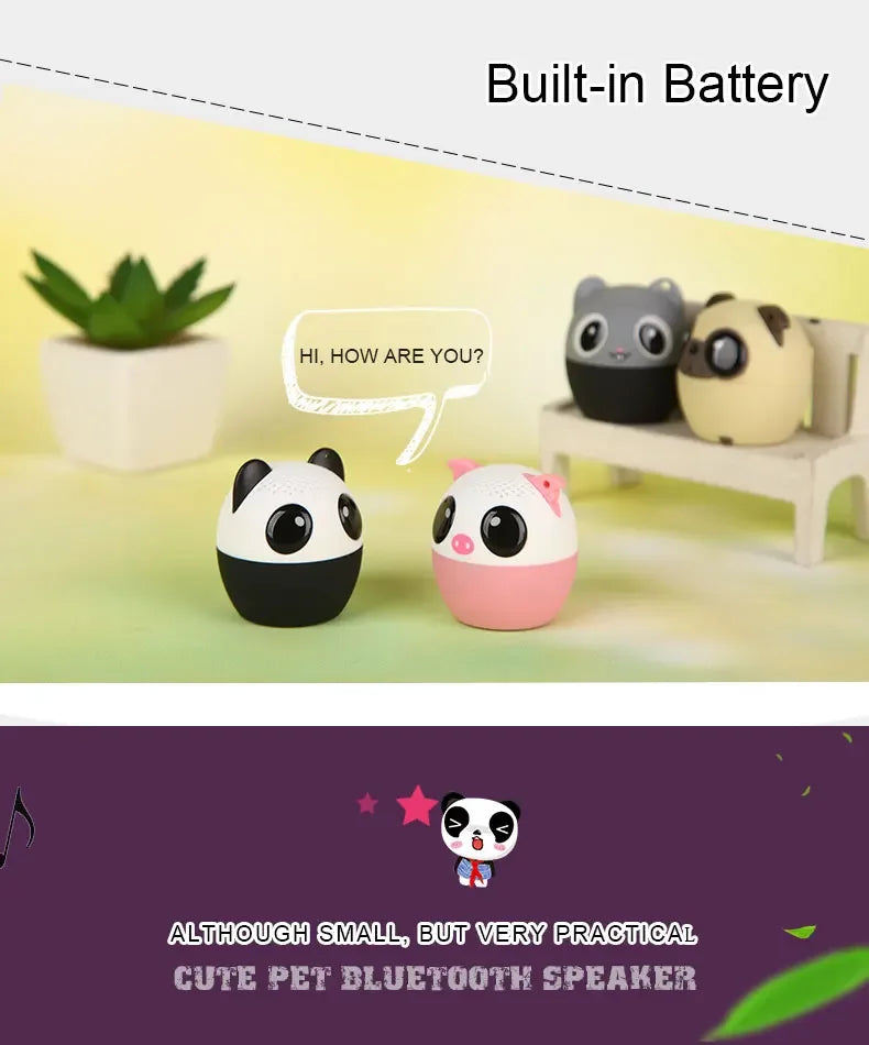 Electronic Pet Mini Bluetooth Speaker 3W TWS Stereo Small Wireless Speaker Portable Animal Pet Micro Speaker Christmas