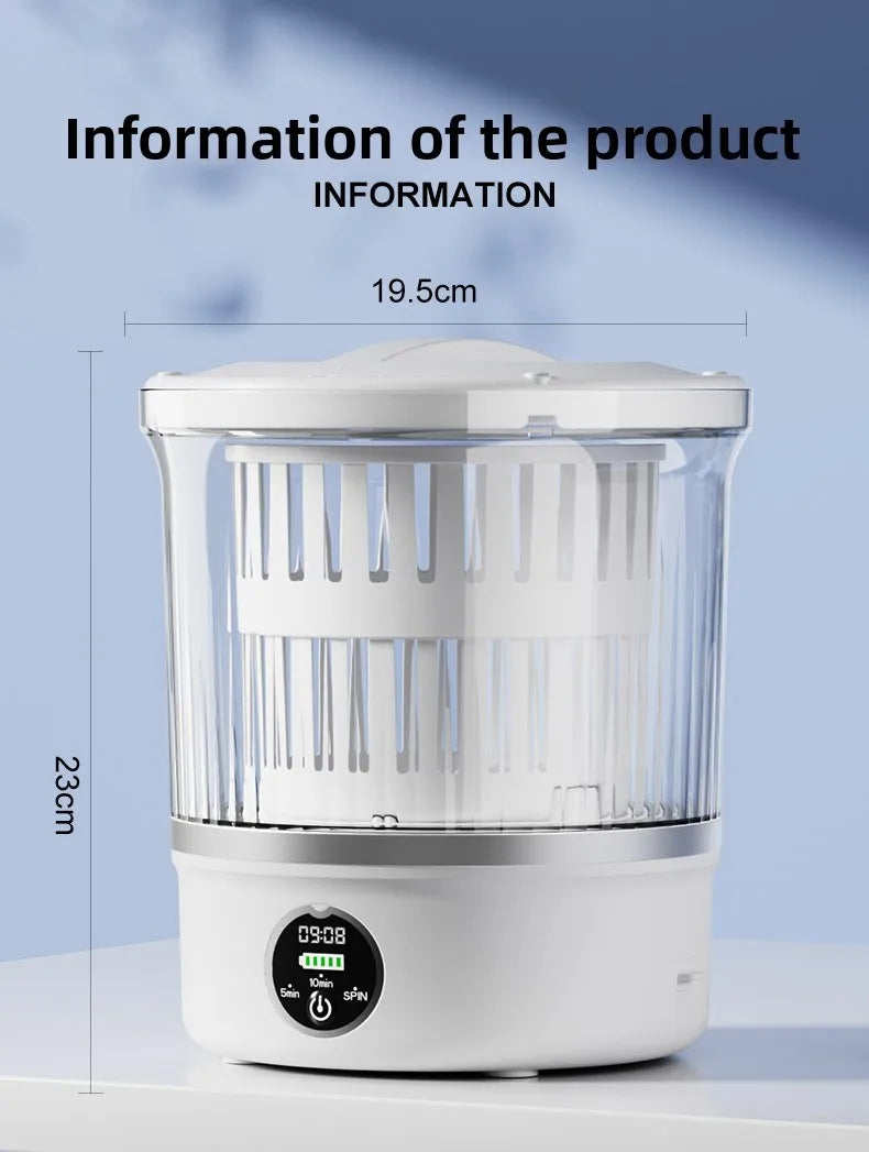 3L Mini Washing Machine Portable Home Clothes Socks Underwear Cleaning Washing Machine Travel Washing Machine with Spin Drying