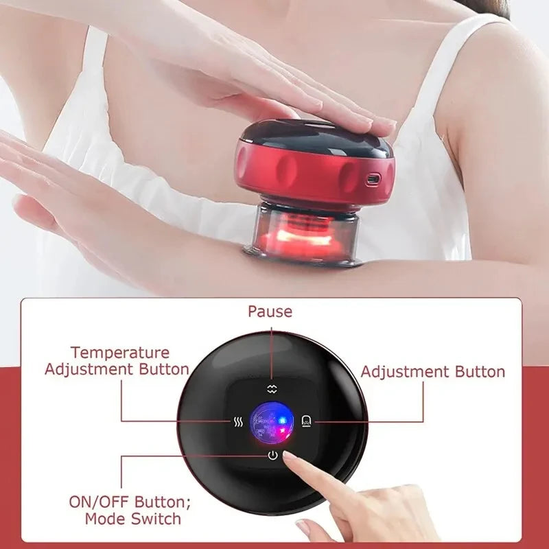 Smart Electric Vacuum Cupping Massager – Heating & Body Scraping for Back, Neck & Arms Cupping Massager