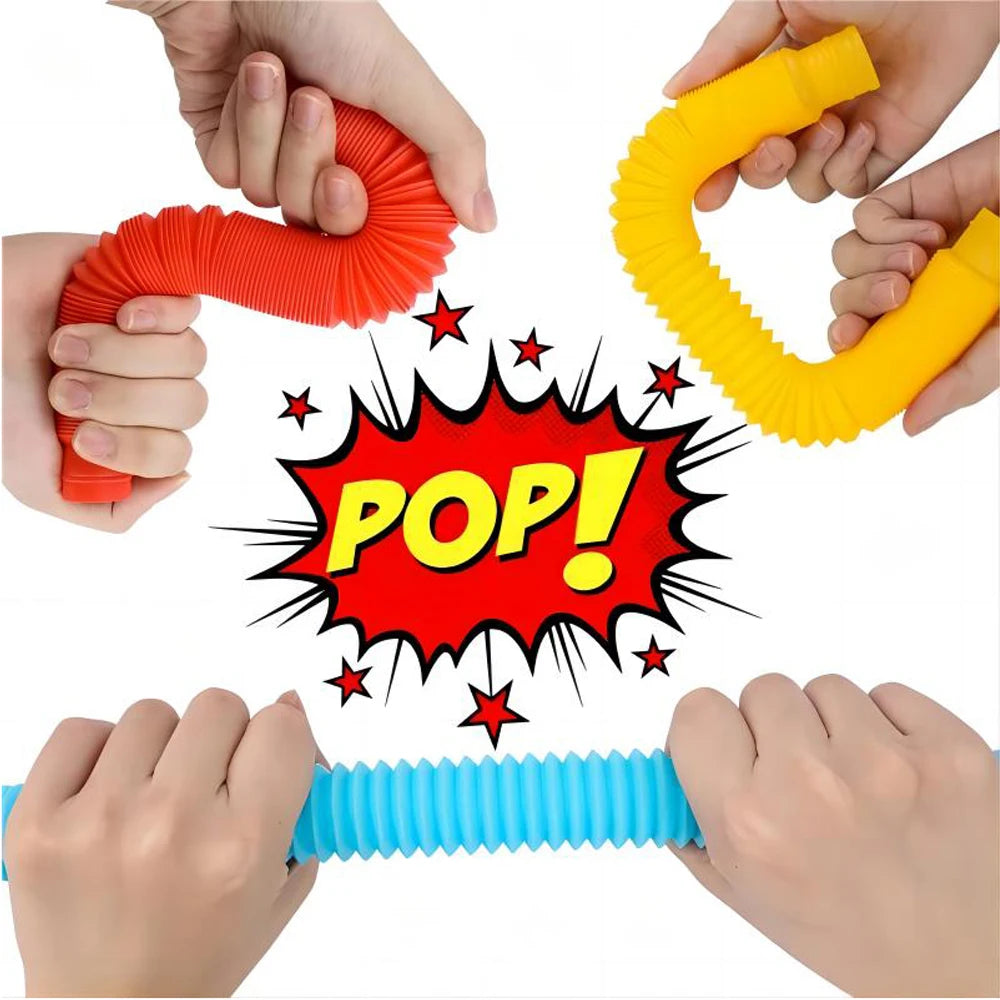 10Pcs Large Pop Tubes Fidget Toys Sensory Toy For Stress Anxiety Relief For Children Adults Learning Toys Toddlers Stretch Tubes