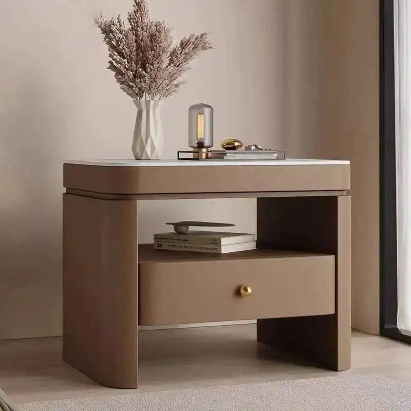 Aesthetic Luxury Bedside Table Unique Trendy Design Storage Nightstands With Drawers Mesita De Noche Bedroom Furniture