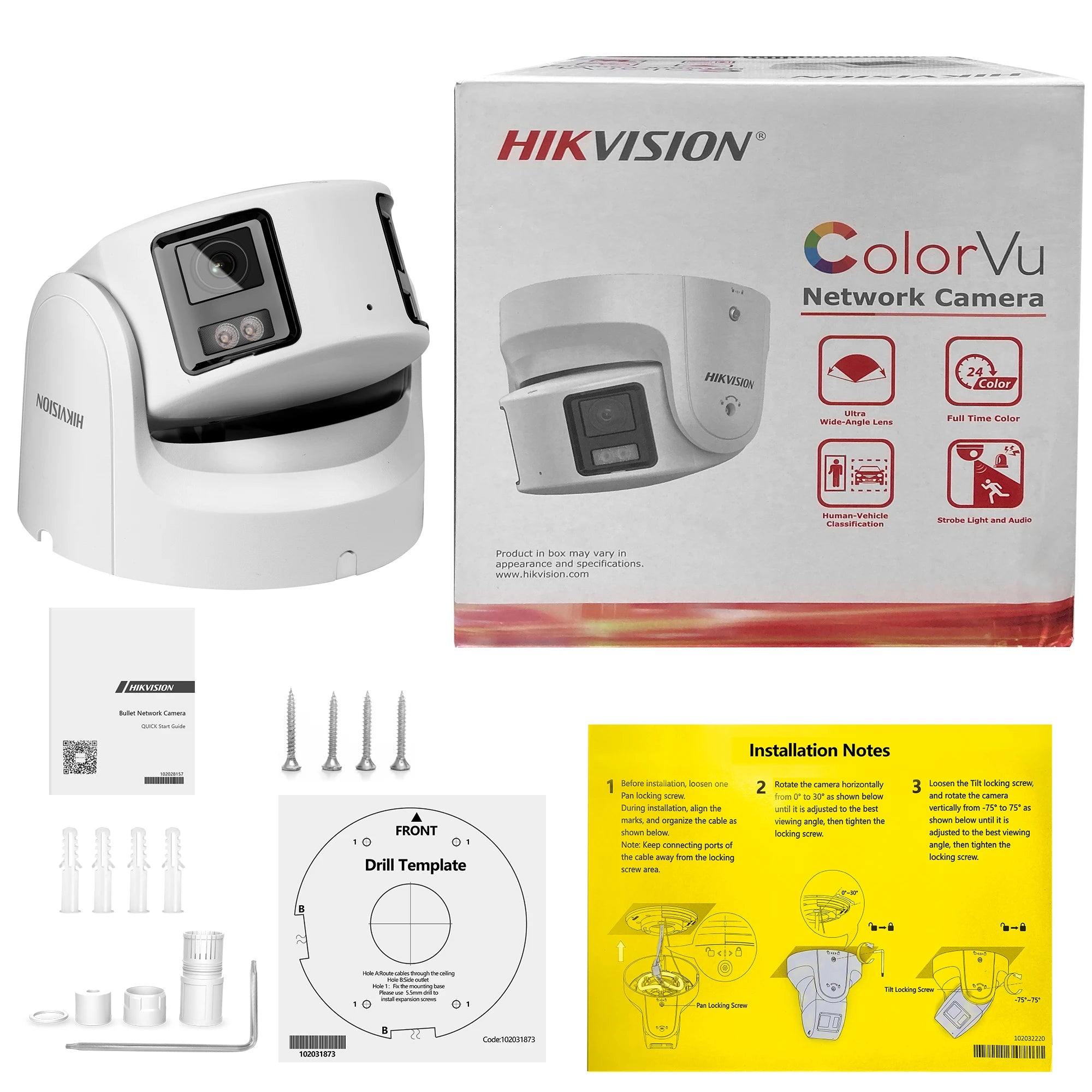 Hikvision 8MP Camera DS-2CD2387G2P-LSU/SL 4K Turret Panoramic ColorVu Color Night Built-in Mic Speaker Strobe Light Audio Alarm