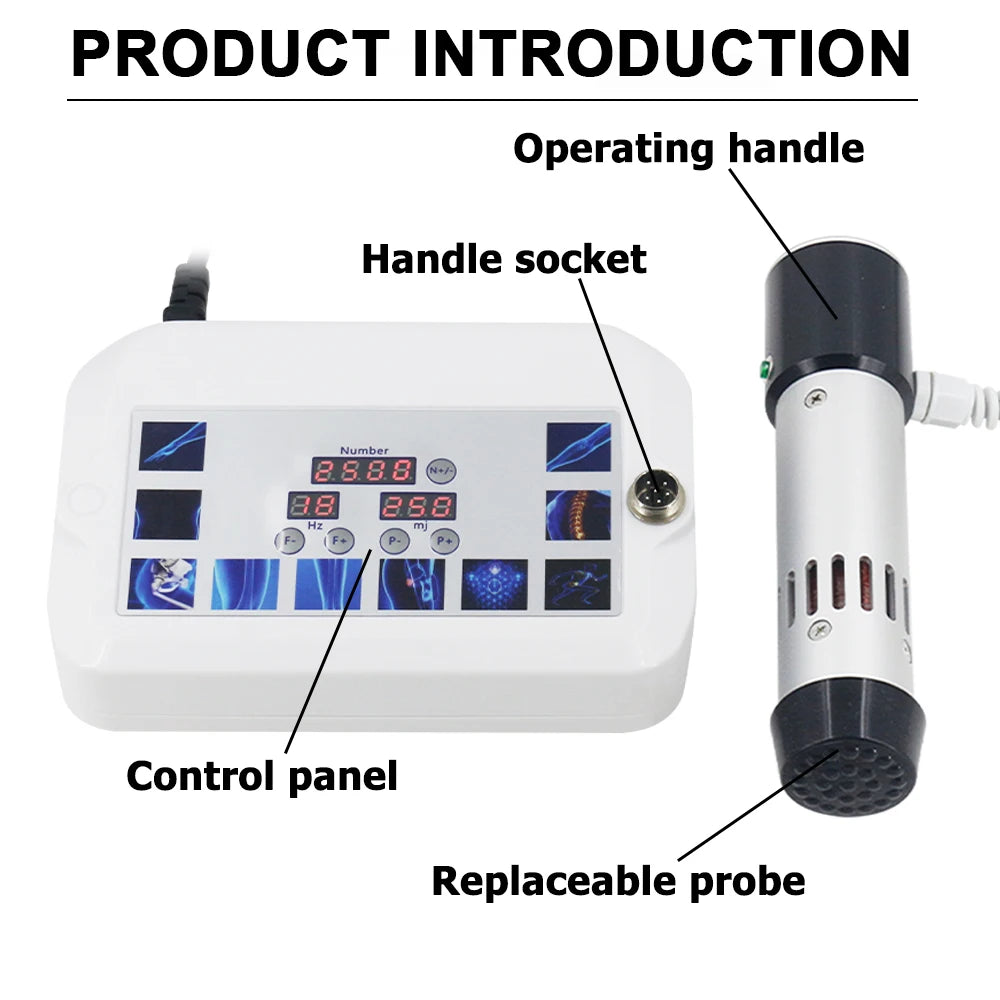 Professional 300MJ Shockwave Therapy Machine For ED Treatment Knee Pain Relief Physiotherapy Physics Shock Wave Body Massager