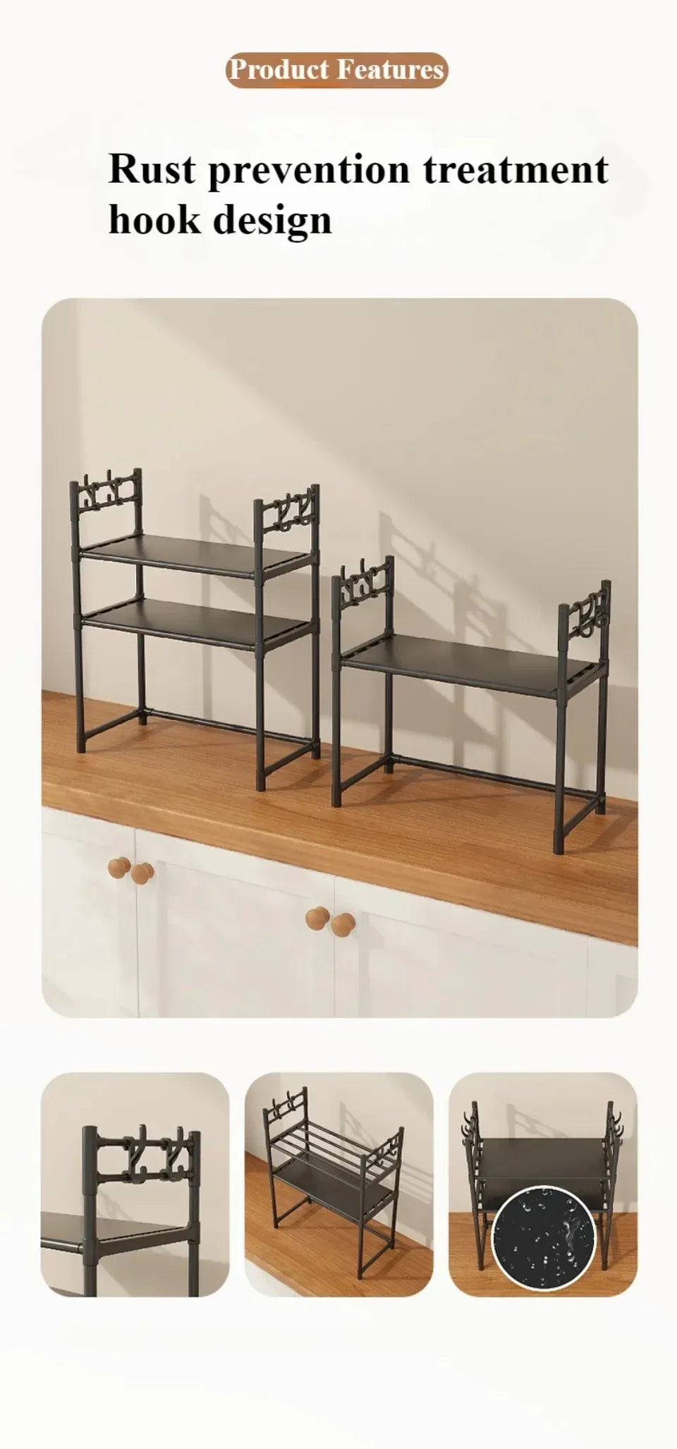 Multi Layer Kitchen Storage Rack Microwave Oven Rack Simple Vertical Storage Rack Kitchen Accessories Countertop Seasoning Rack