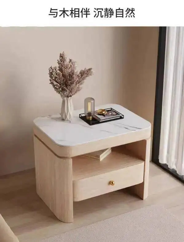 Aesthetic Luxury Bedside Table Unique Trendy Design Storage Nightstands With Drawers Mesita De Noche Bedroom Furniture