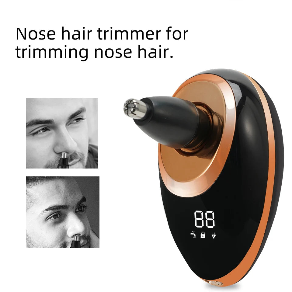 Men 7D Floating Men Electric Shaver Wet Dry Beard Hair Trimmer Electric Razor Rechargeable Bald Head Shaving Machine LCD Display