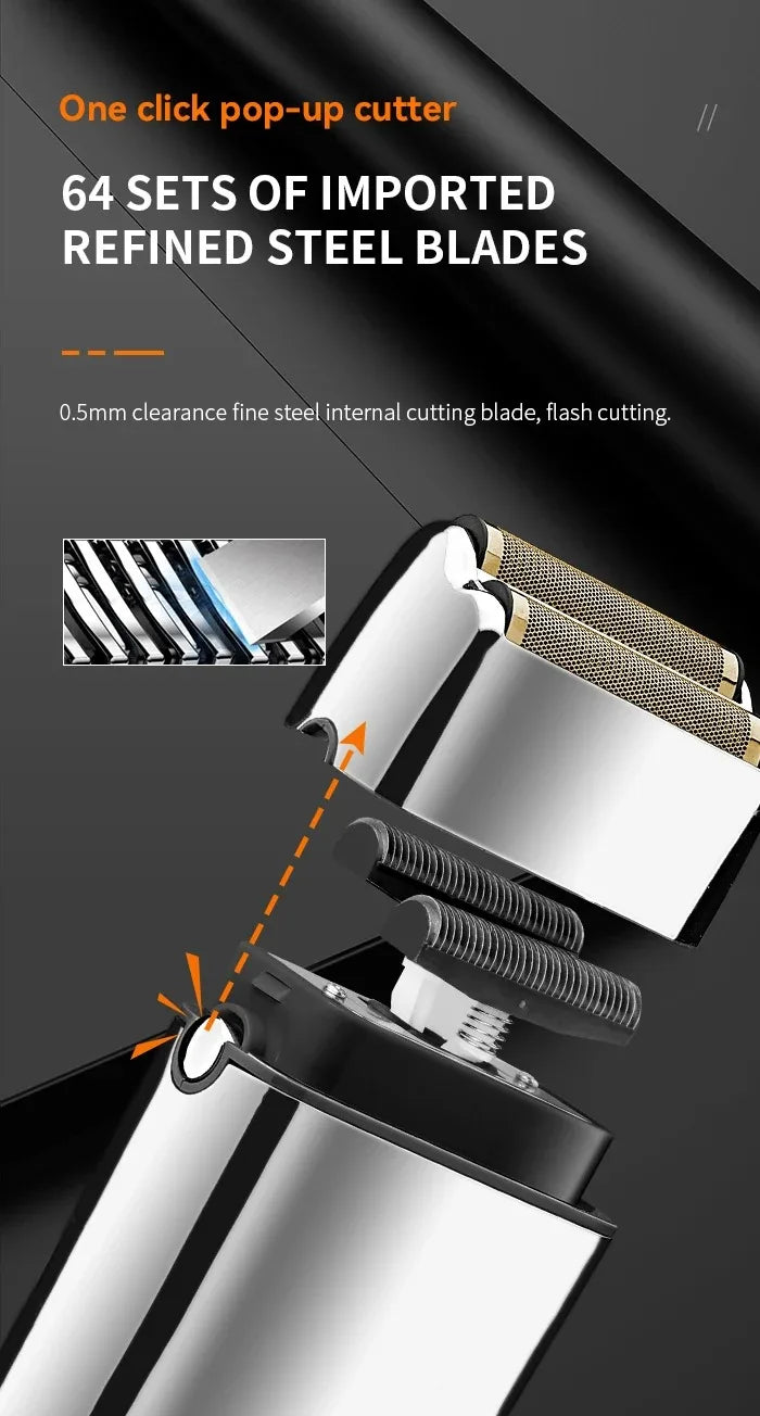 Kemei Tx5 Pro Metal Housing Barber Shop Hair Electric Shaver For Men Beard Bald Head Shaving Machine Rechargeable Electric Razor