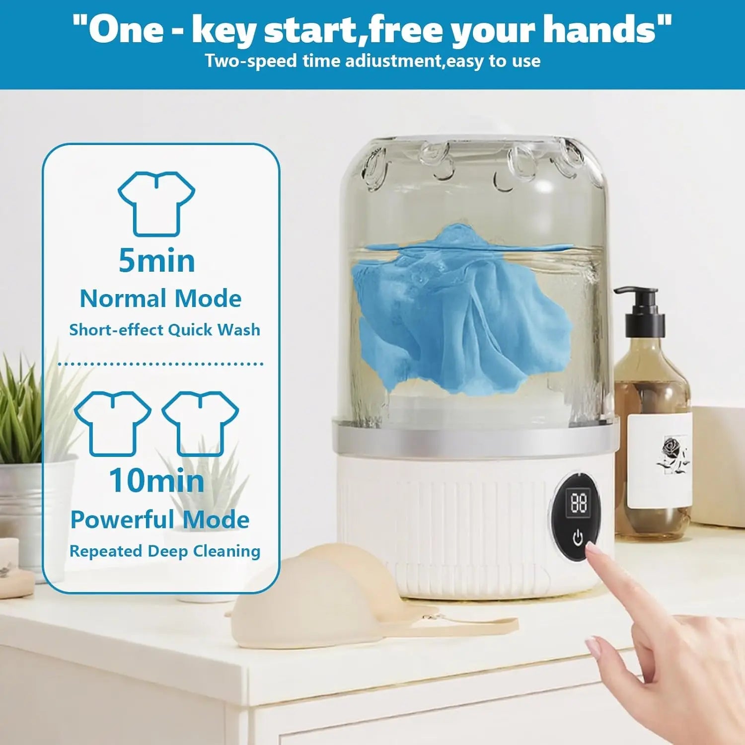 Portable Washing Machine, Underwear Washer, Small Washing Machine, Mini Washing Machine, Rechargeable Cordless Washing Machine