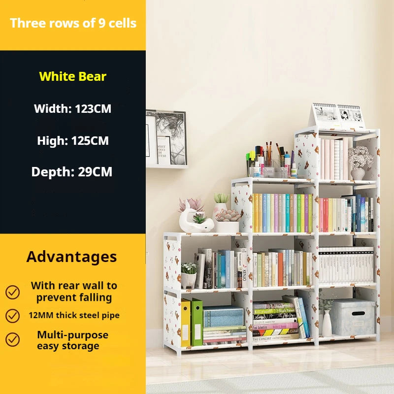 Bookshelf Simple Storage Locker Living Room Cabinets Easy Assembly Bookcase Multi-layer Metal Storage Rack 수납가구 이동식 수납장