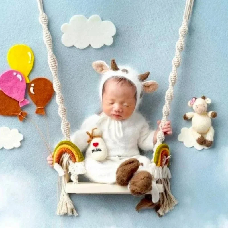 Baby Photography Props Newborn Swing Chair Wooden Furniture Infants Photo Shooting Prop Accessories Baby Photo Props Swings