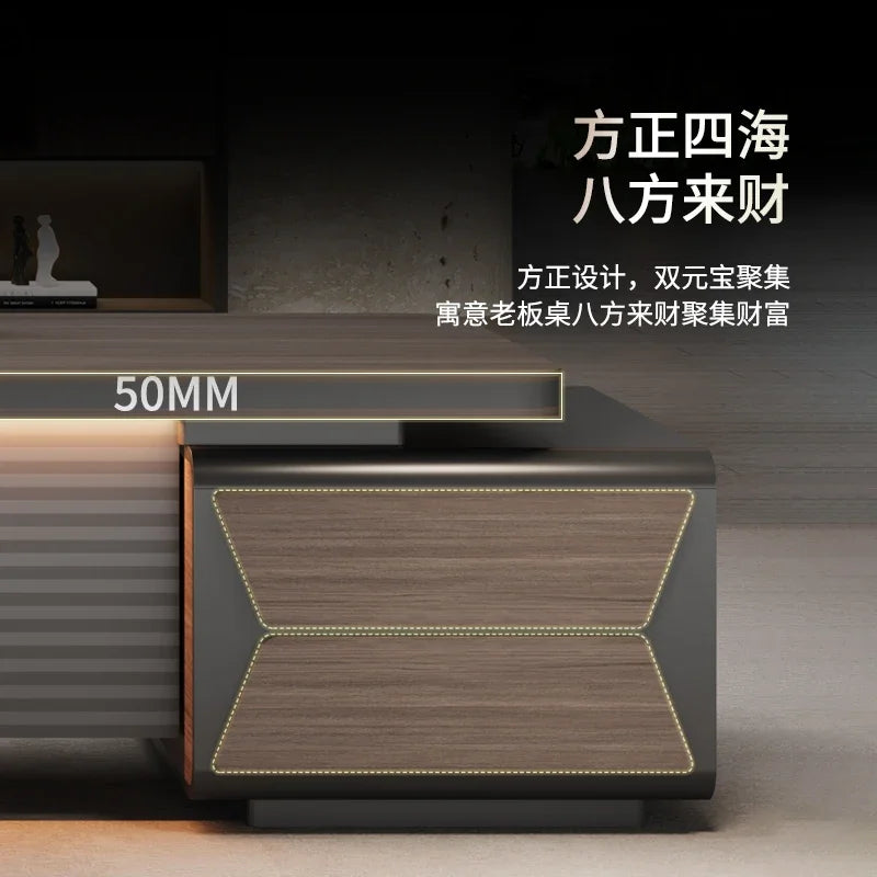 L-shaped luxury chairperson's room manager chair combination simple modern president's desk furniture Executive Office Desk home