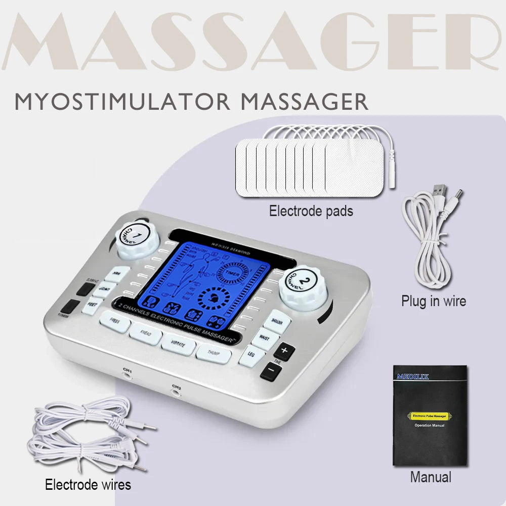 Electric 12 Modes TENS Acupuncture Physiotherapy EMS Muscle Stimulator Pulse Meridian Therapy Machine Body Relaxation Healthcare