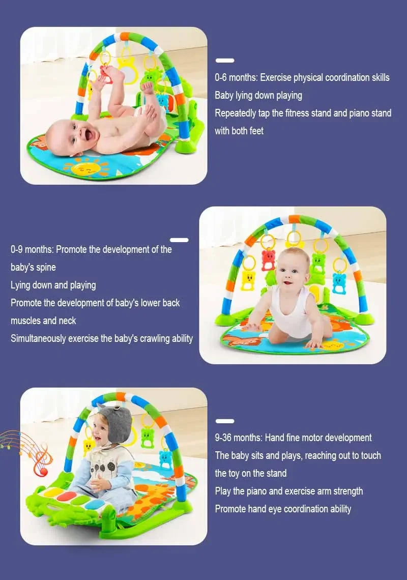 Baby Activity Gym Rack Newborn Musical Pedal Piano Toys Activity Play Mat Infant Tummy Time Mat 0-36 Months Boy Girl Gifts