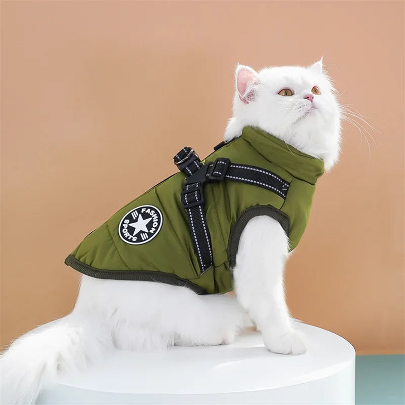 Winter Dog Clothes Puppy Cat Coat with Harness Waterproof Warm Cotton Jacket for Small Large Dogs Reflective Vest Pet Apparel