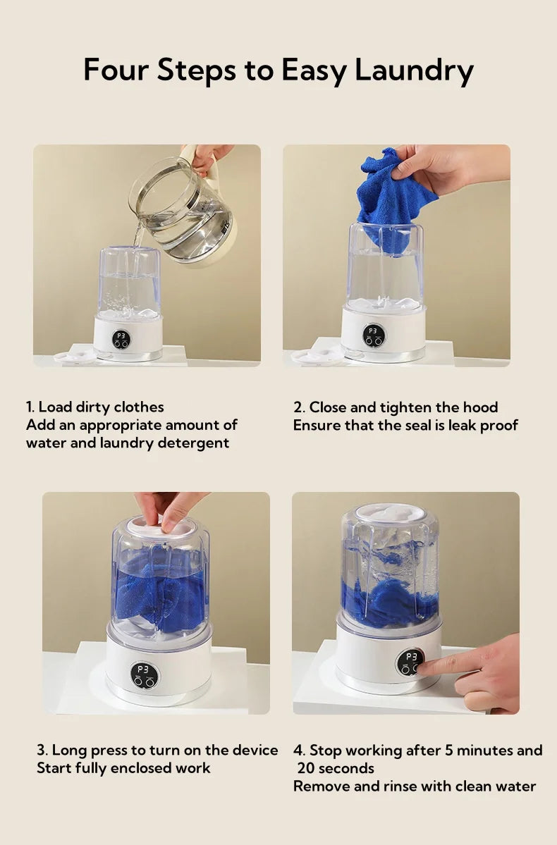 1L Mini Rechargeable Washing Machine Underwear Travel Portable Small Socks Washing Machine Dehydratable Portable Laundry Bucket