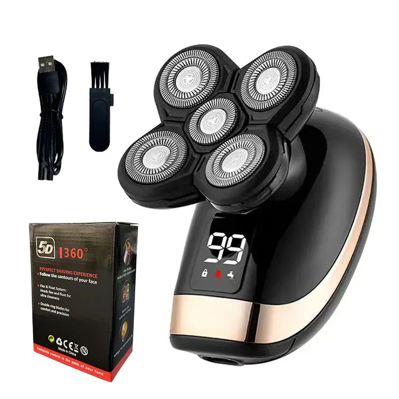 5 IN 1 Electric Razor Electric Shaver Rechargeable Shaving Machine for Men Beard Razor Wet-Dry Dual Use Waterproof Fast Charging