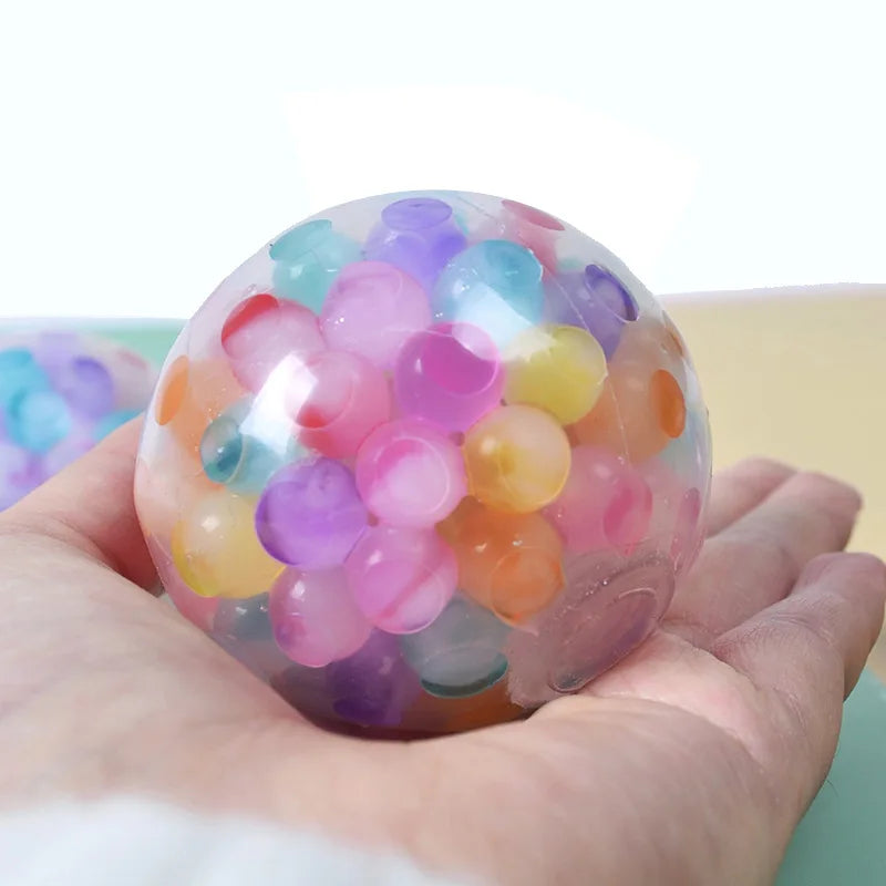 6cm Kids Exotic Pinch The Rainbow Bead Pressure Reducing Ball Vent Ball Decompression Toy TPR Pinch Le Grape Ball Adult Toys