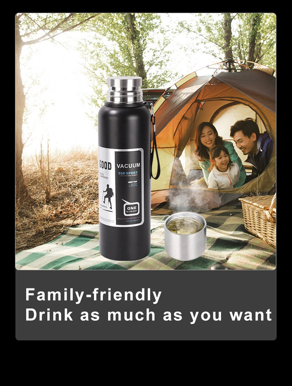 1000ML Stainless Steel Thermos Bottle Keep Cold and Hot Insulated Cup Sport Thermal Water Bottle Outdoor Campping Vacuum Flasks