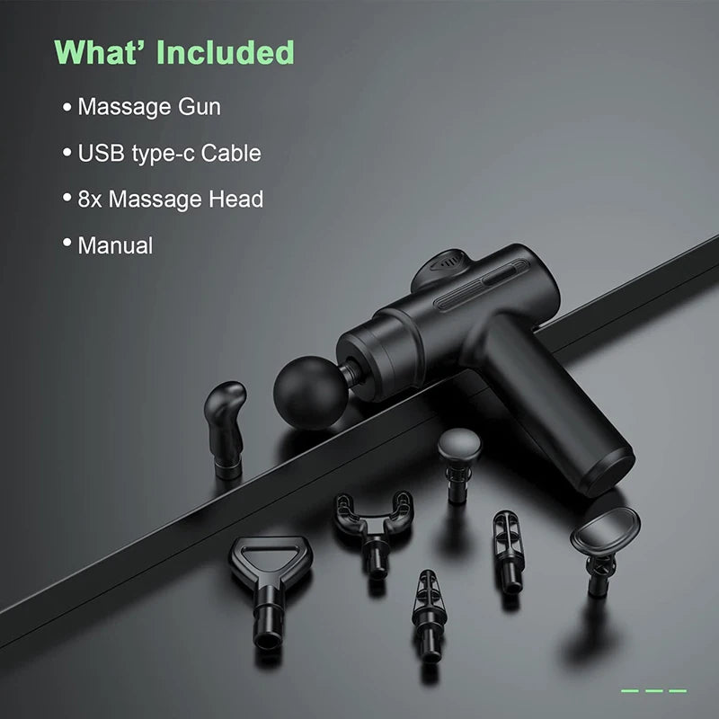 Electric Massage Gun Deep Tissue Facial Massgaer 8 Heads Arms Back Leg Muscle Relaxing For Body Back Arm Sport Fitness