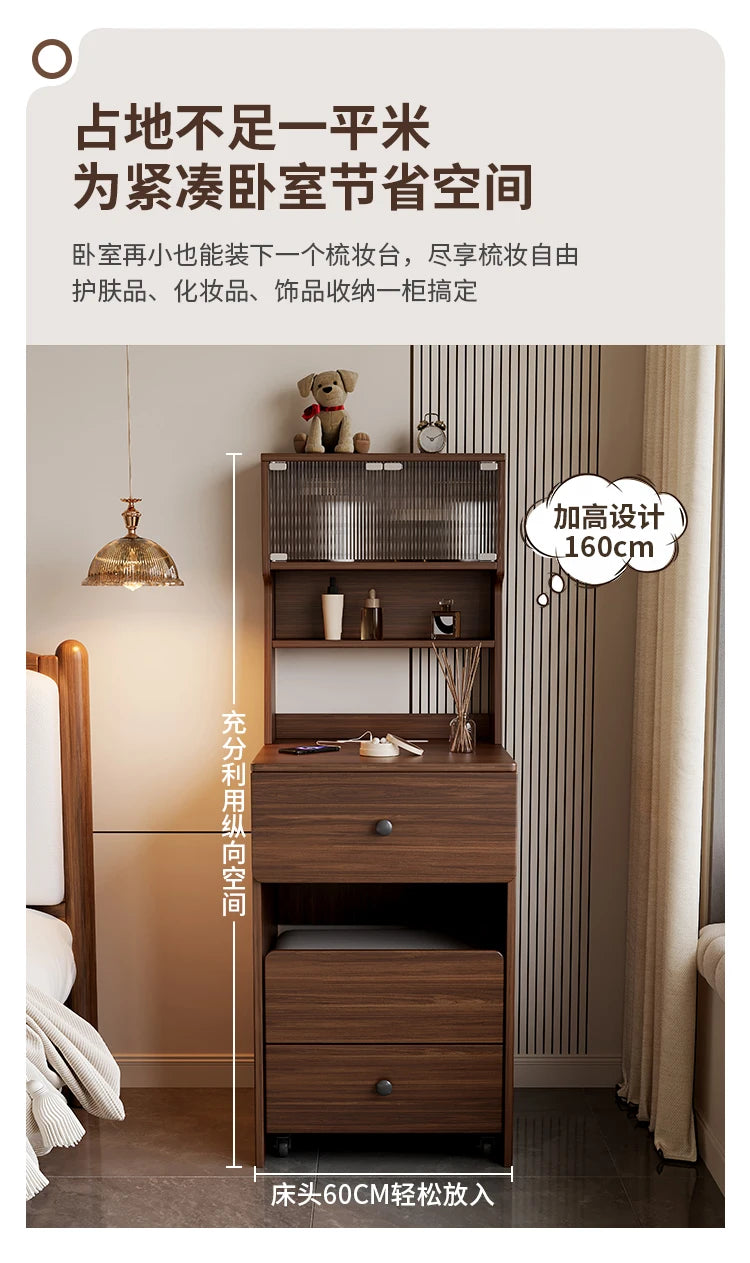 Multifunctional Narrow Nightstands With Drawers Storage Vintage Mid Century Nightstands Classic Elegant Criado Mudo Furniture